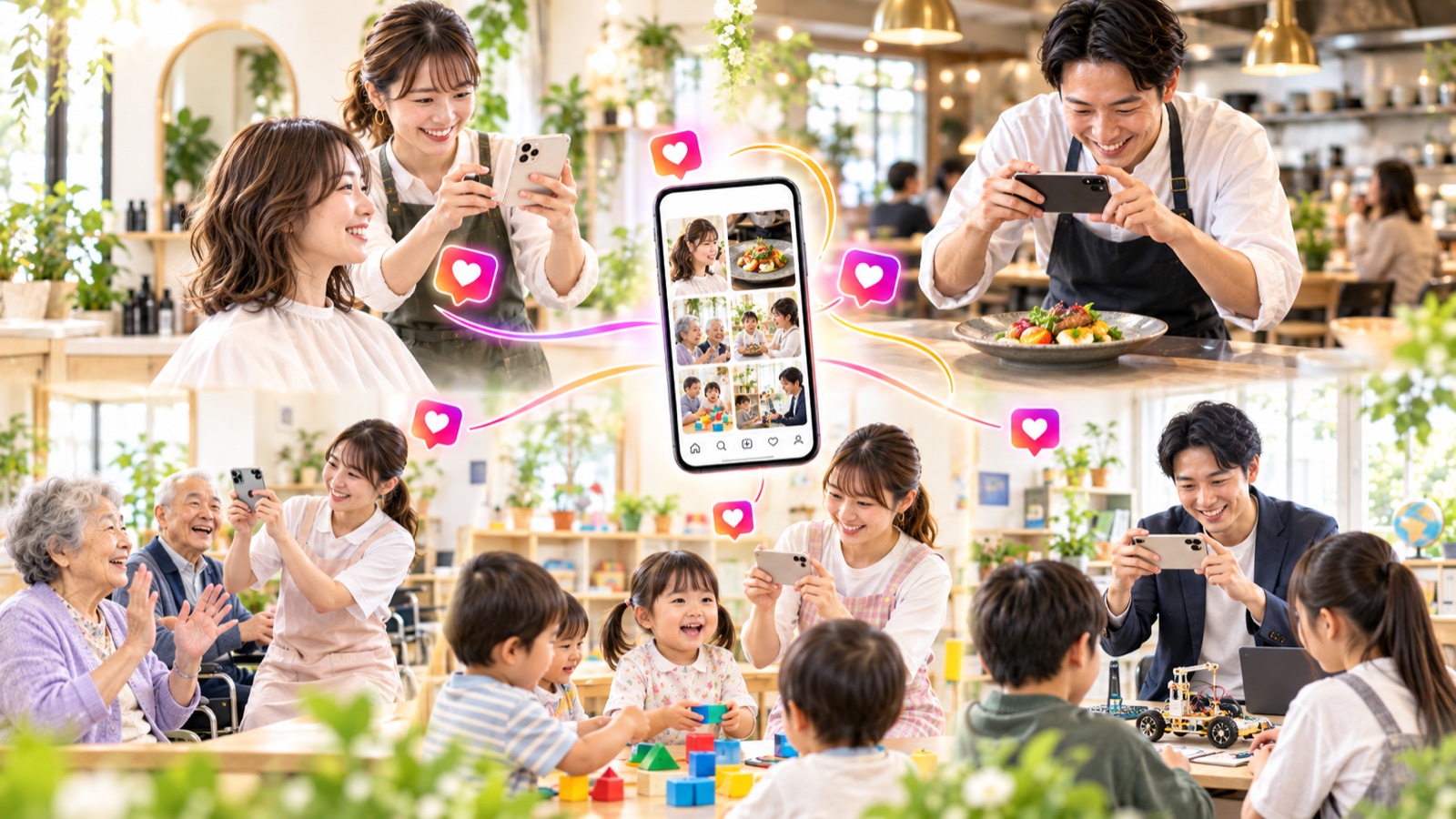 美容院、飲食店、医療介護、子育て、スクールでInstagram発信に使える日常の場面