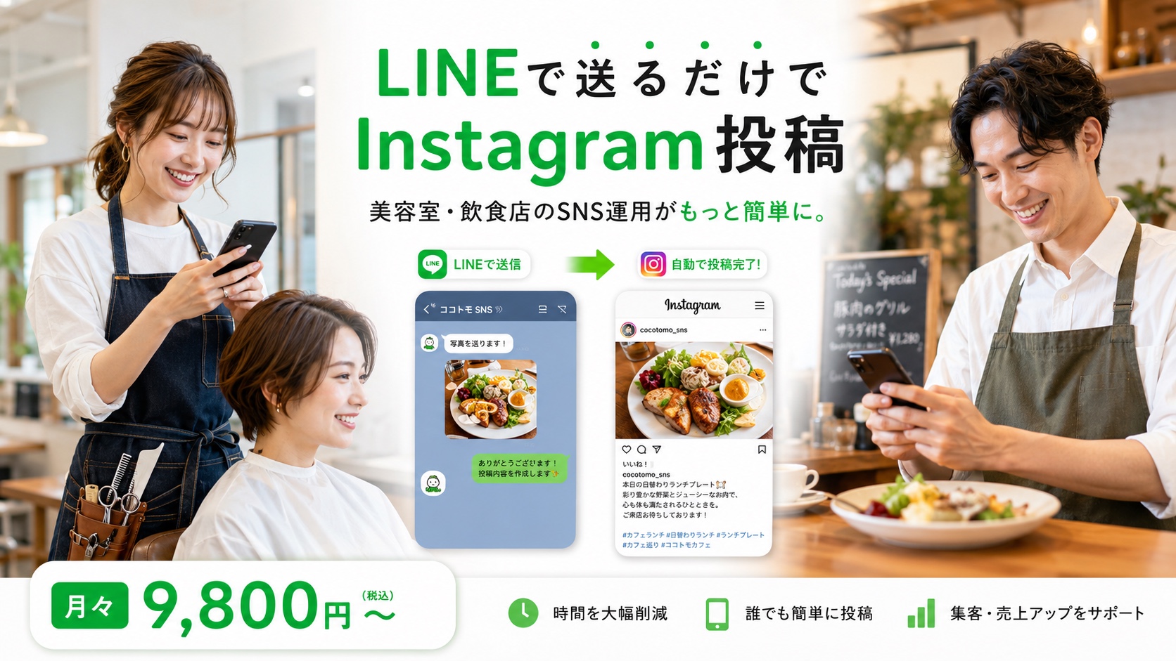 LINEで送るだけでInstagram投稿。美容室・飲食店のSNS運用がもっと簡単になるサービス紹介